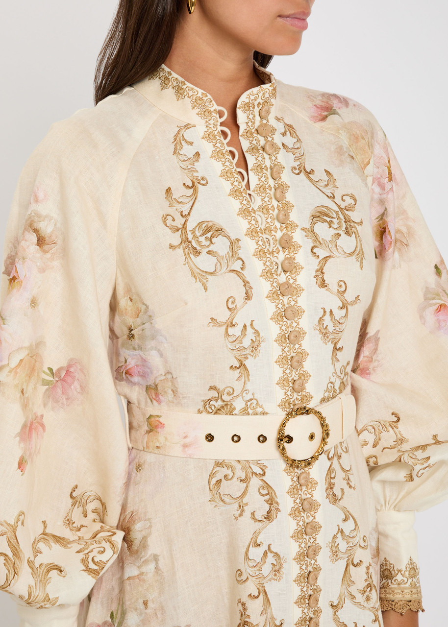 Zimmermann Hypnotic Floral-print Linen Midi Shirt Dress - 5