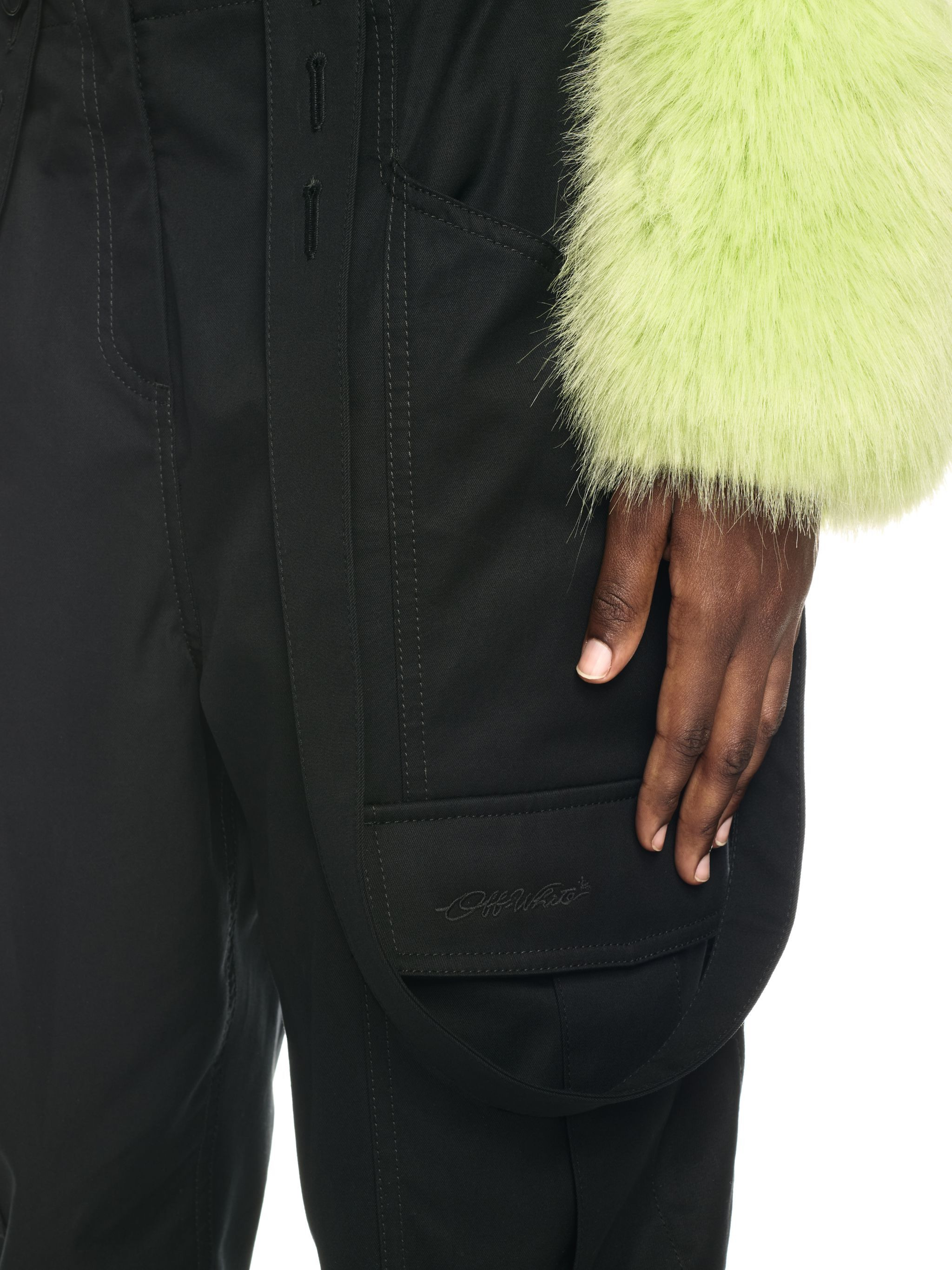 Black Cotton Straps Cargo Pants - 5