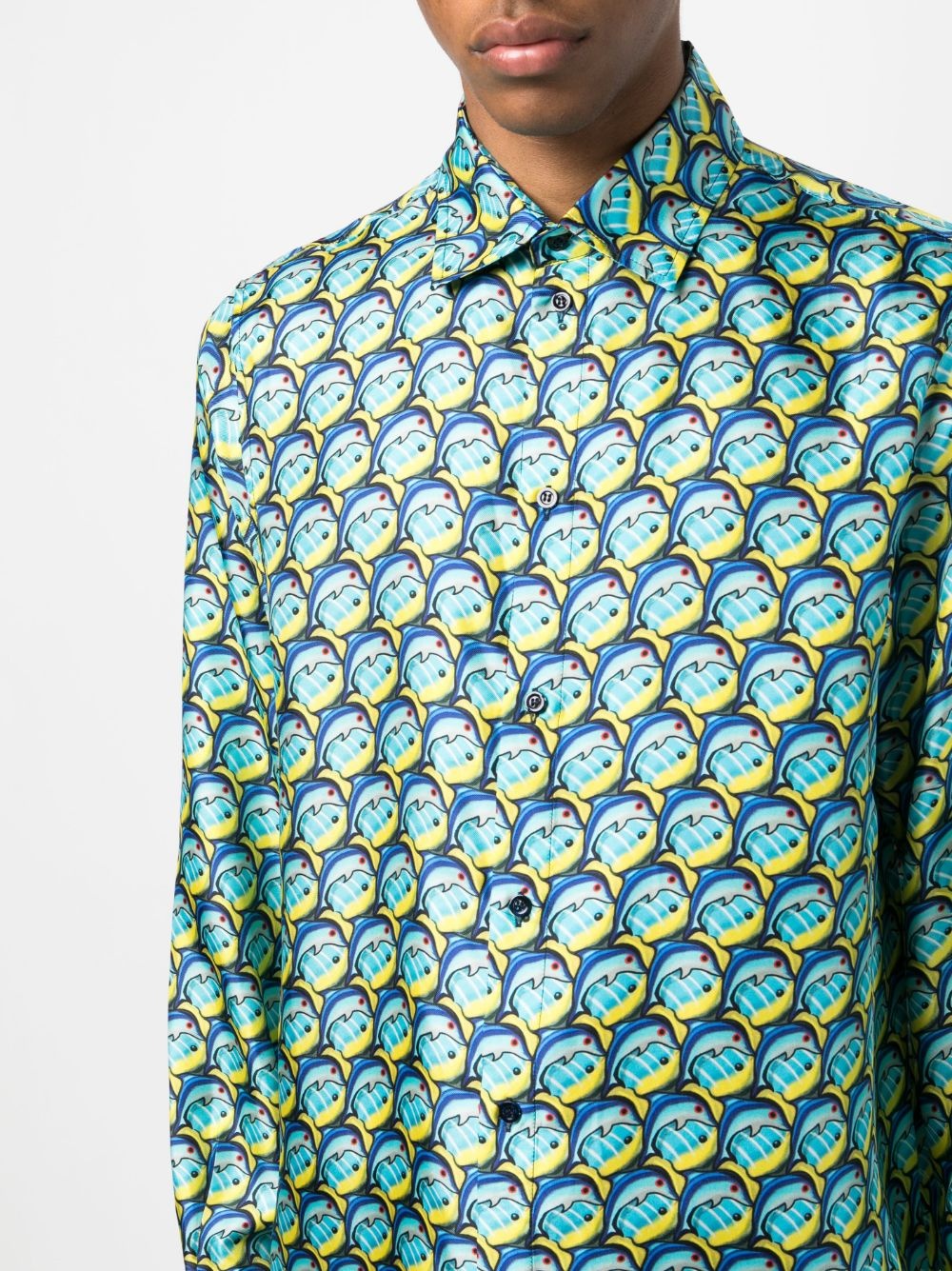graphic-print satin-finish shirt - 5
