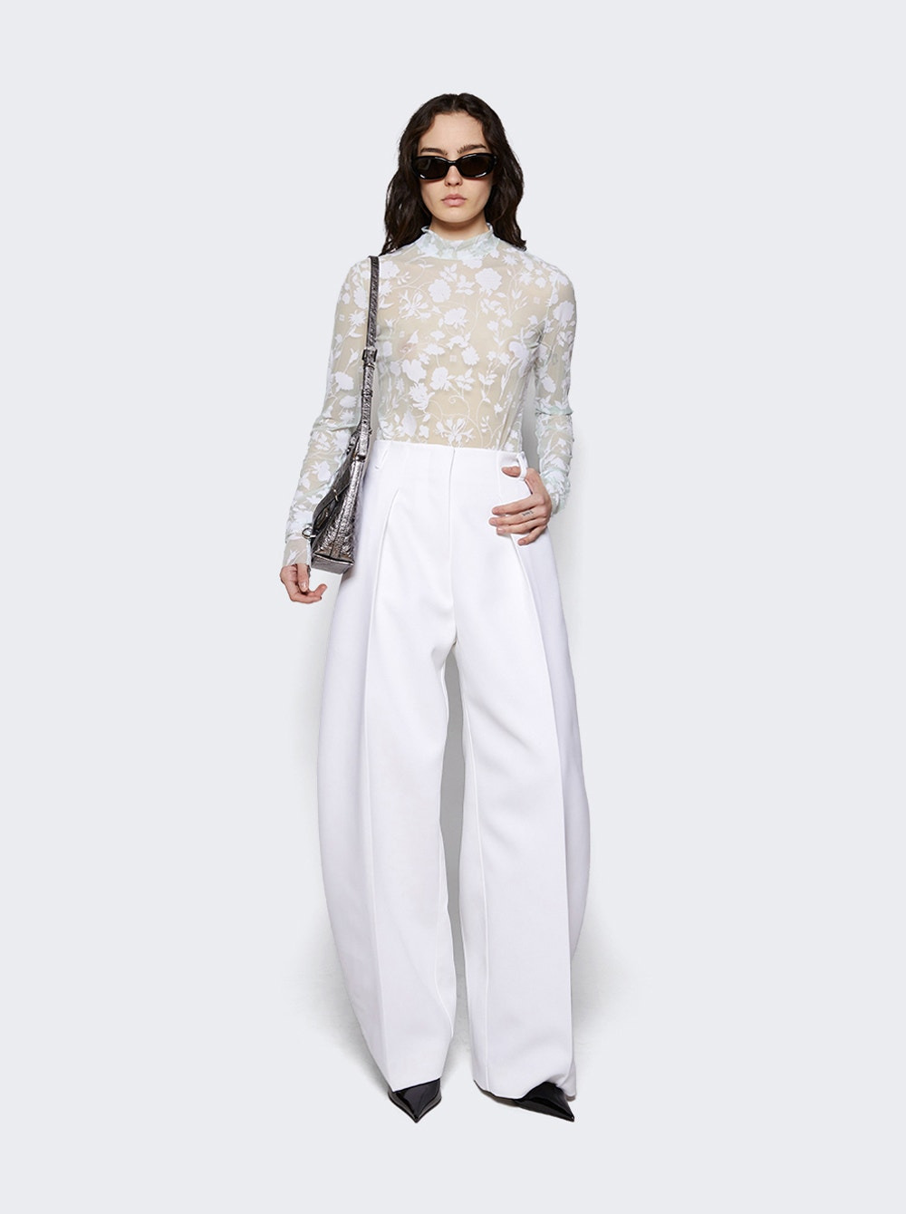 Floral Tulle Bodysuit White - 2