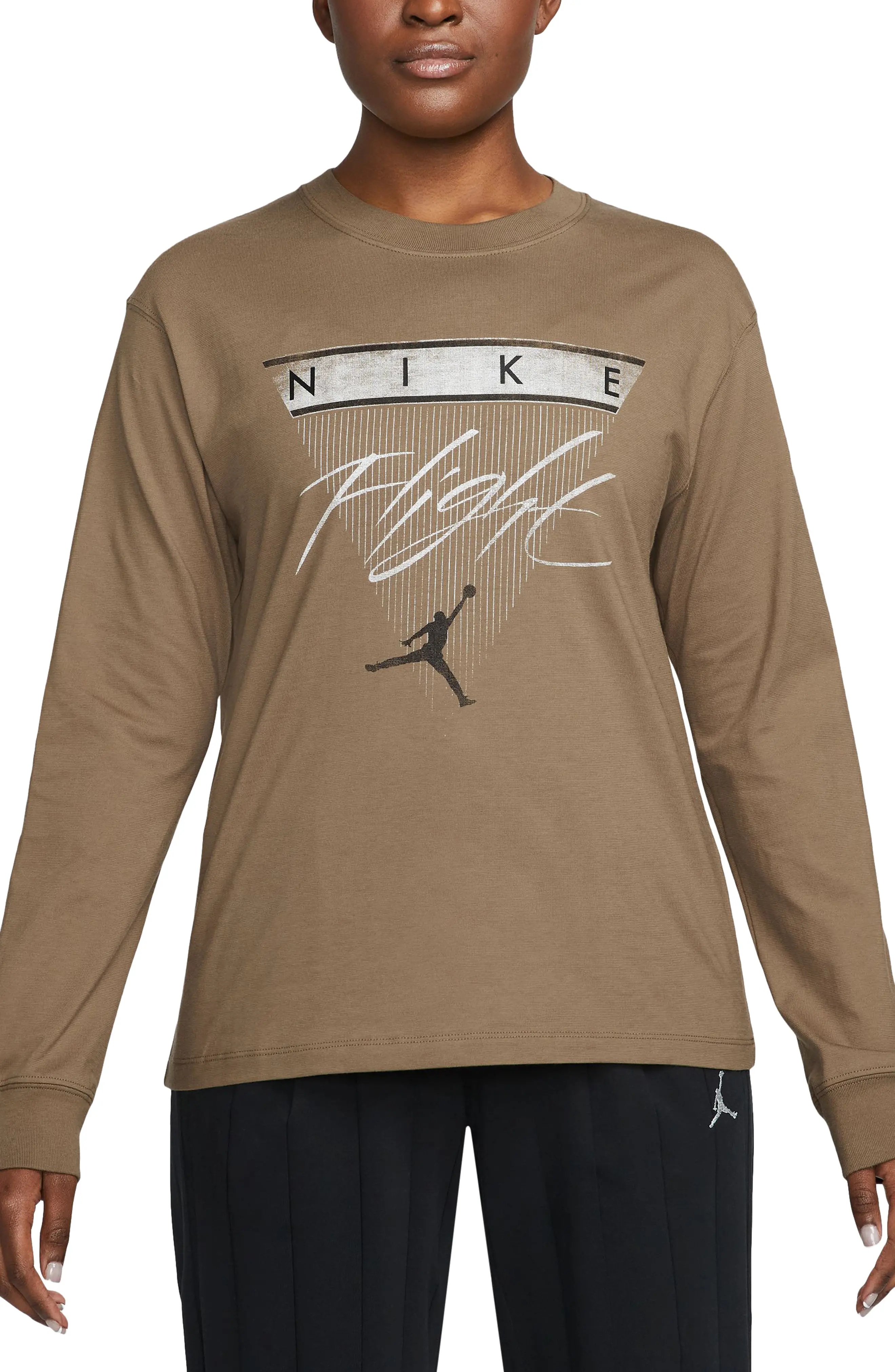 Flight Long Sleeve Graphic T-Shirt in Brown Kelp/Black - 1