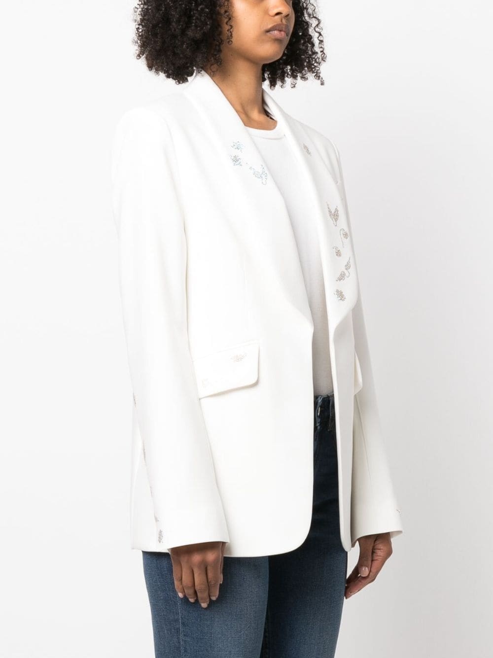 rhinestone-embellished shawl-lapel blazer - 3