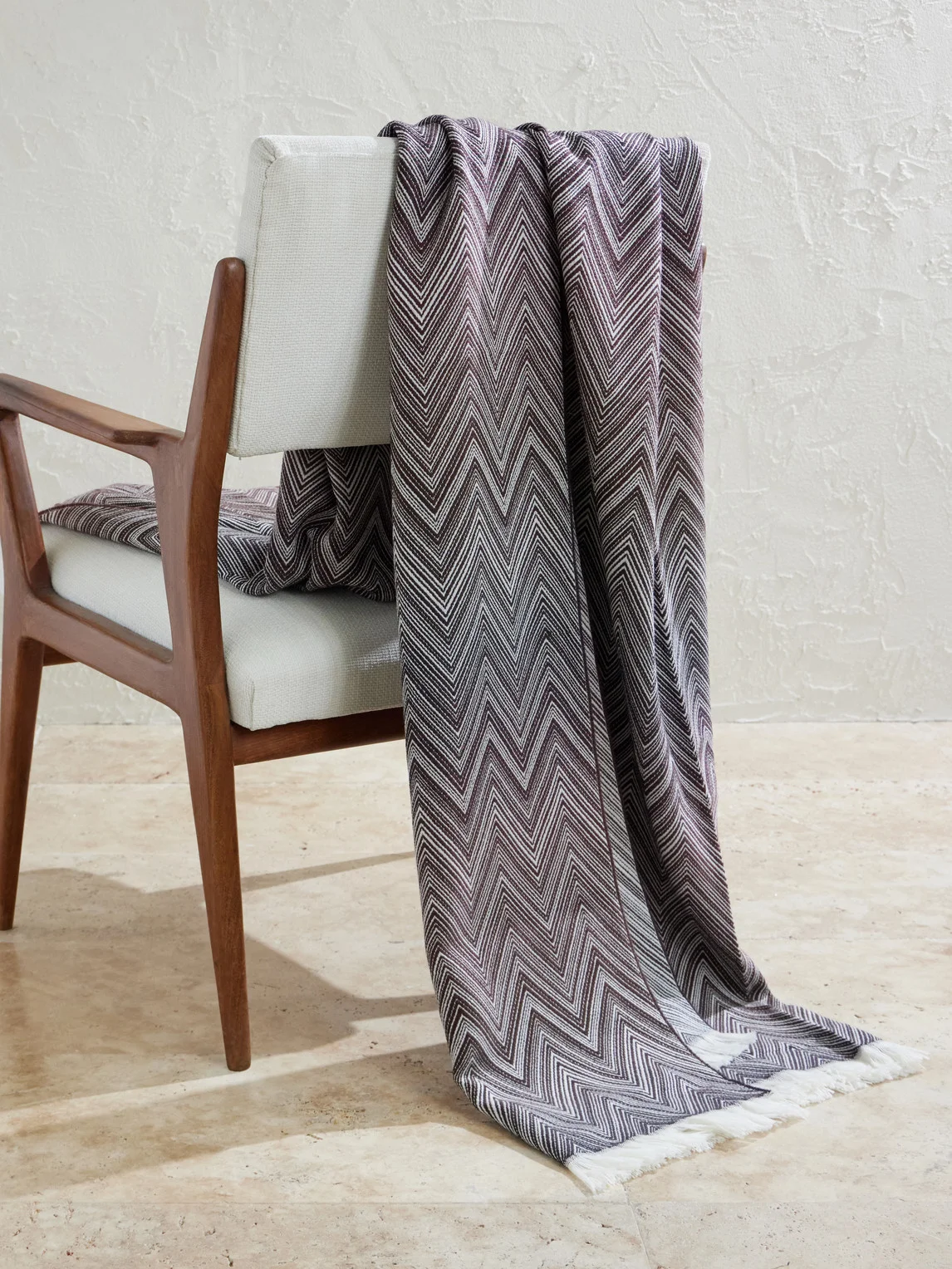 Timmy Fringed Striped Wool Throw - 1