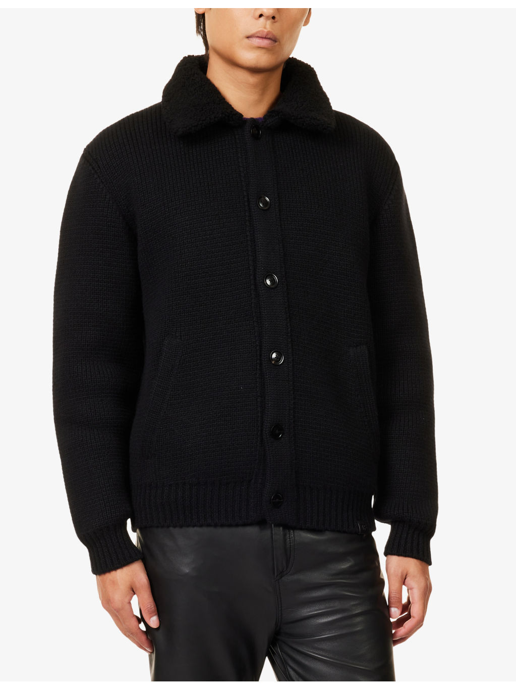 Collar Knitted Cashmere Cardigan - 3