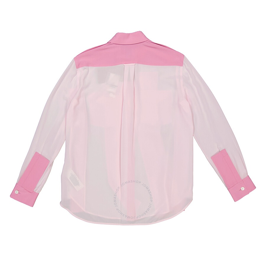 Burberry Ladies Beckierl Pale Candy Pink Panelled Silk Crepe-De-Chine Shirt - 2