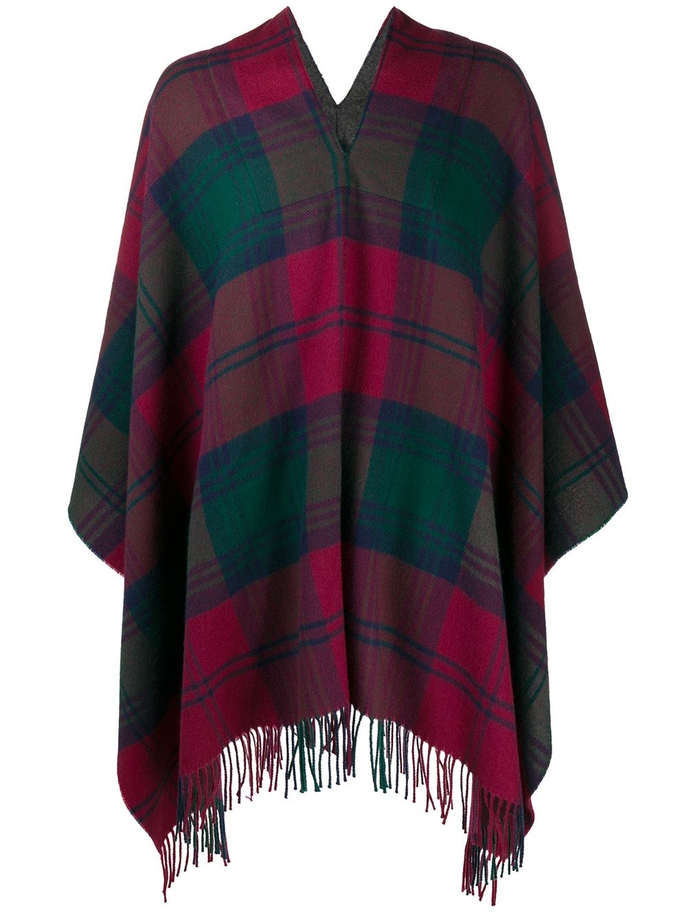 oversized plaid print poncho - 1