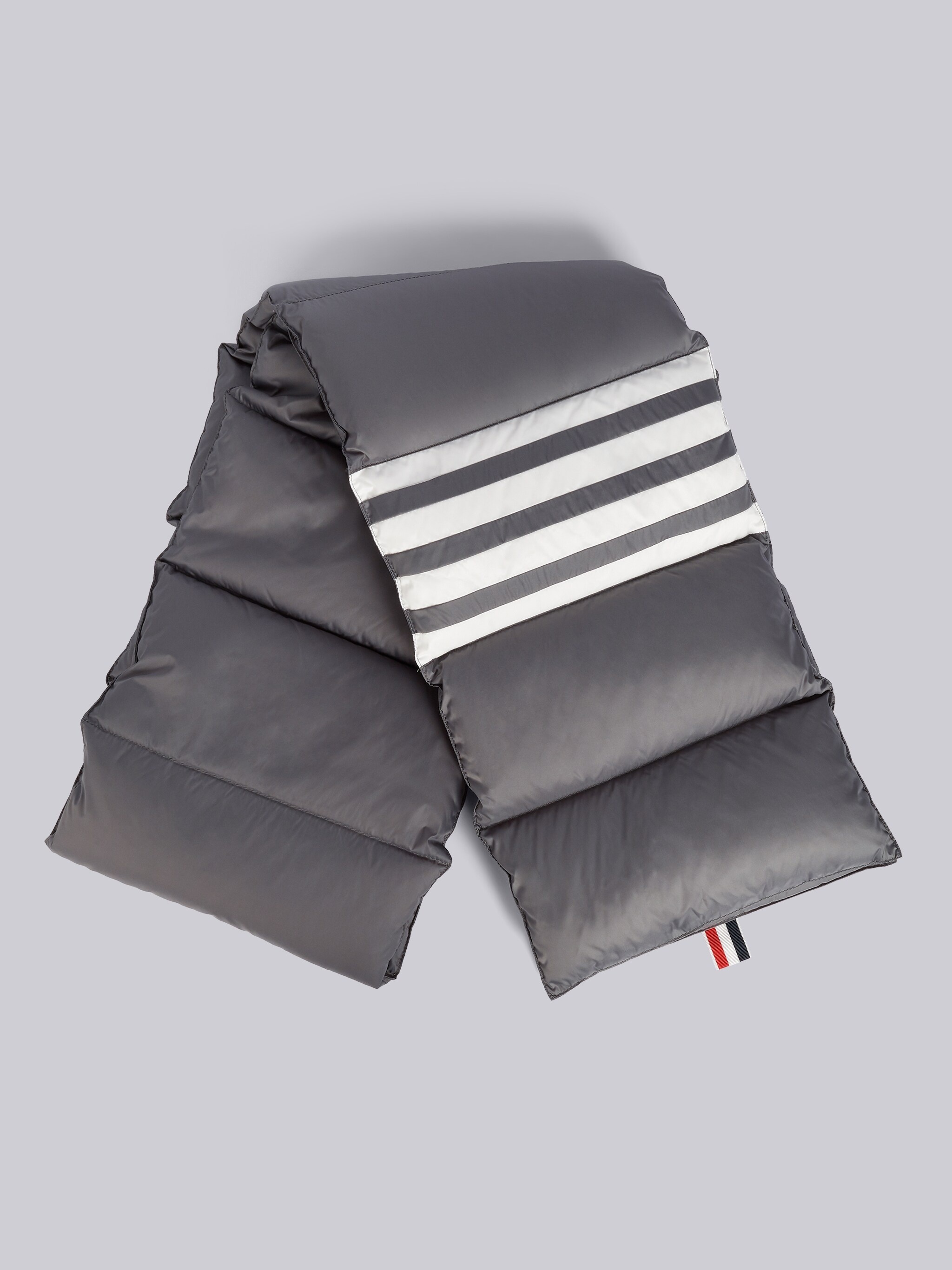 Medium Grey Matte Nylon Down Filled 4-Bar Scarf - 3