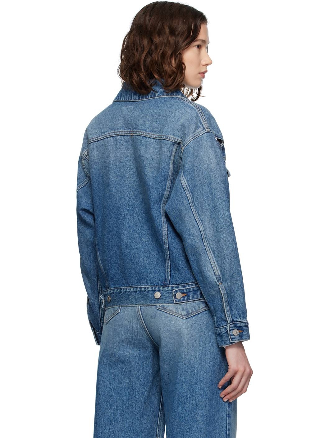 Blue Cutout Denim Jacket - 3