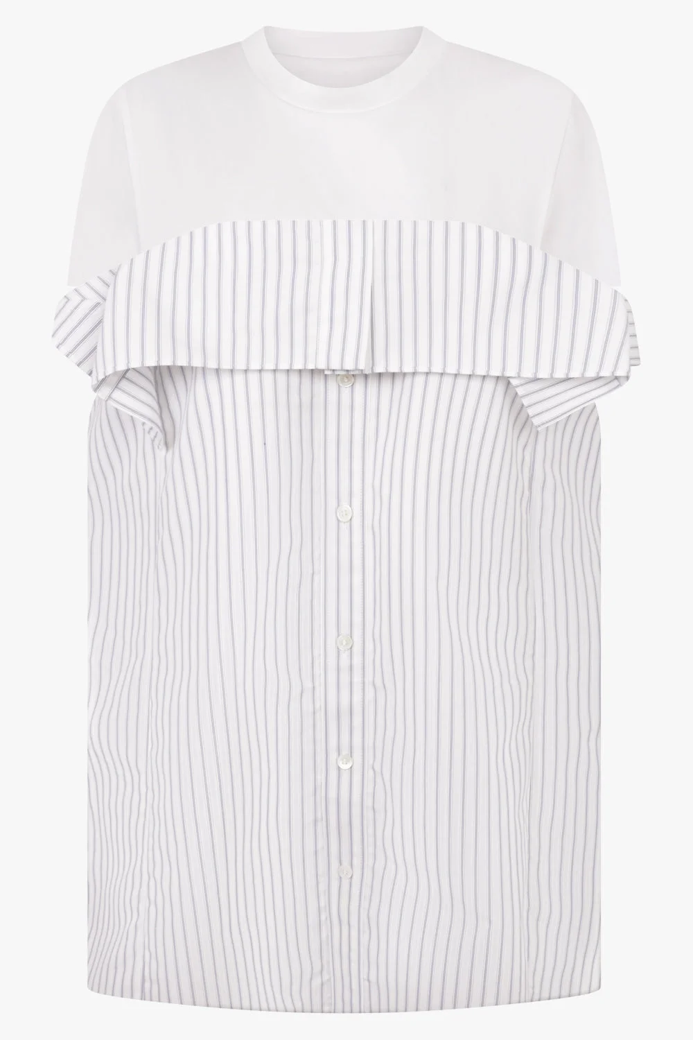 LONG T-SHIRT X STRIPE SHIRT PANEL | WHITE/BLACK - 1