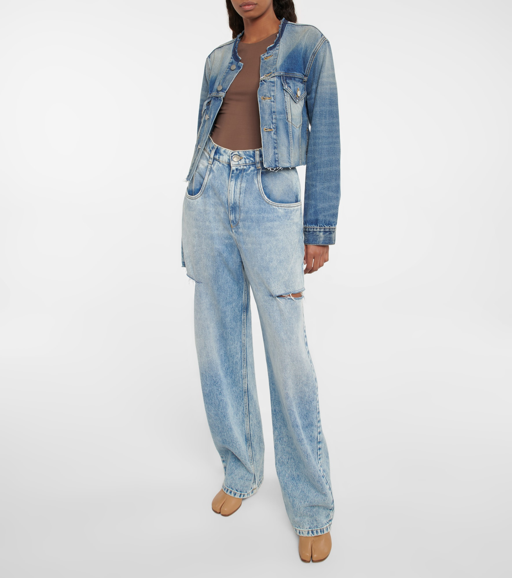 Cutout high-rise wide-leg jeans - 2