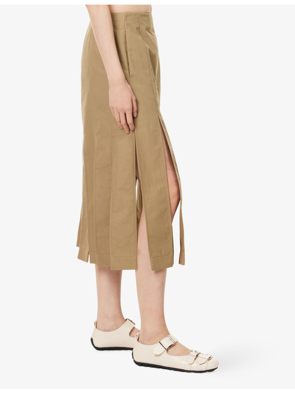 Multi-Split Cotton-Blend Midi Skirt - 3