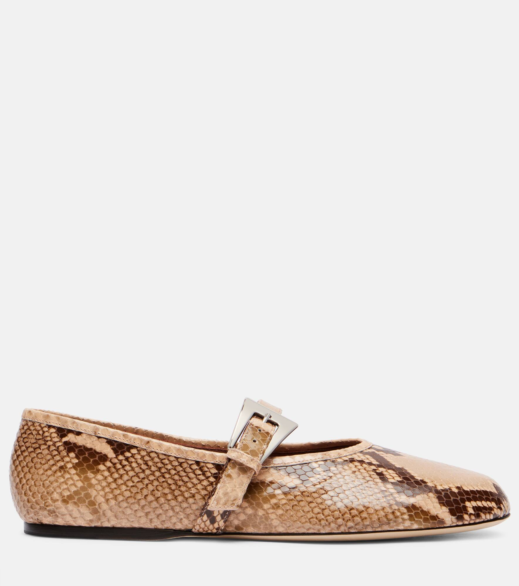 Sveva snake-effect leather ballet flats - 4