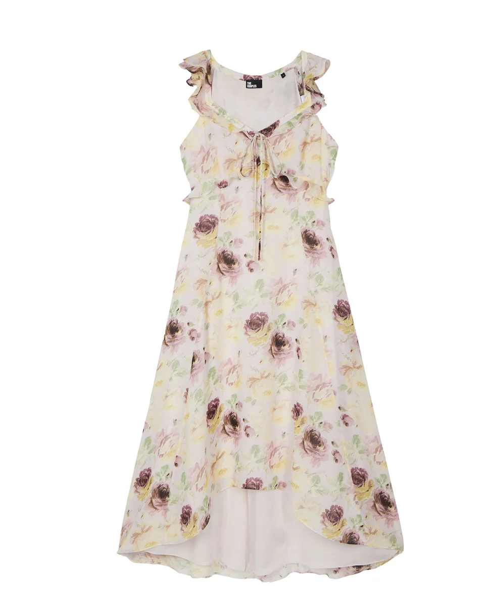 FLORAL PRINT RUFFLED MAXI DRESS - 1