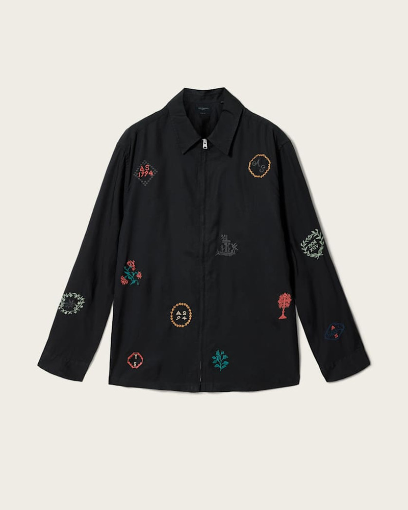 LAUREL LONG SLEEVE EMBROIDERED ZIP UP SHIRT 1