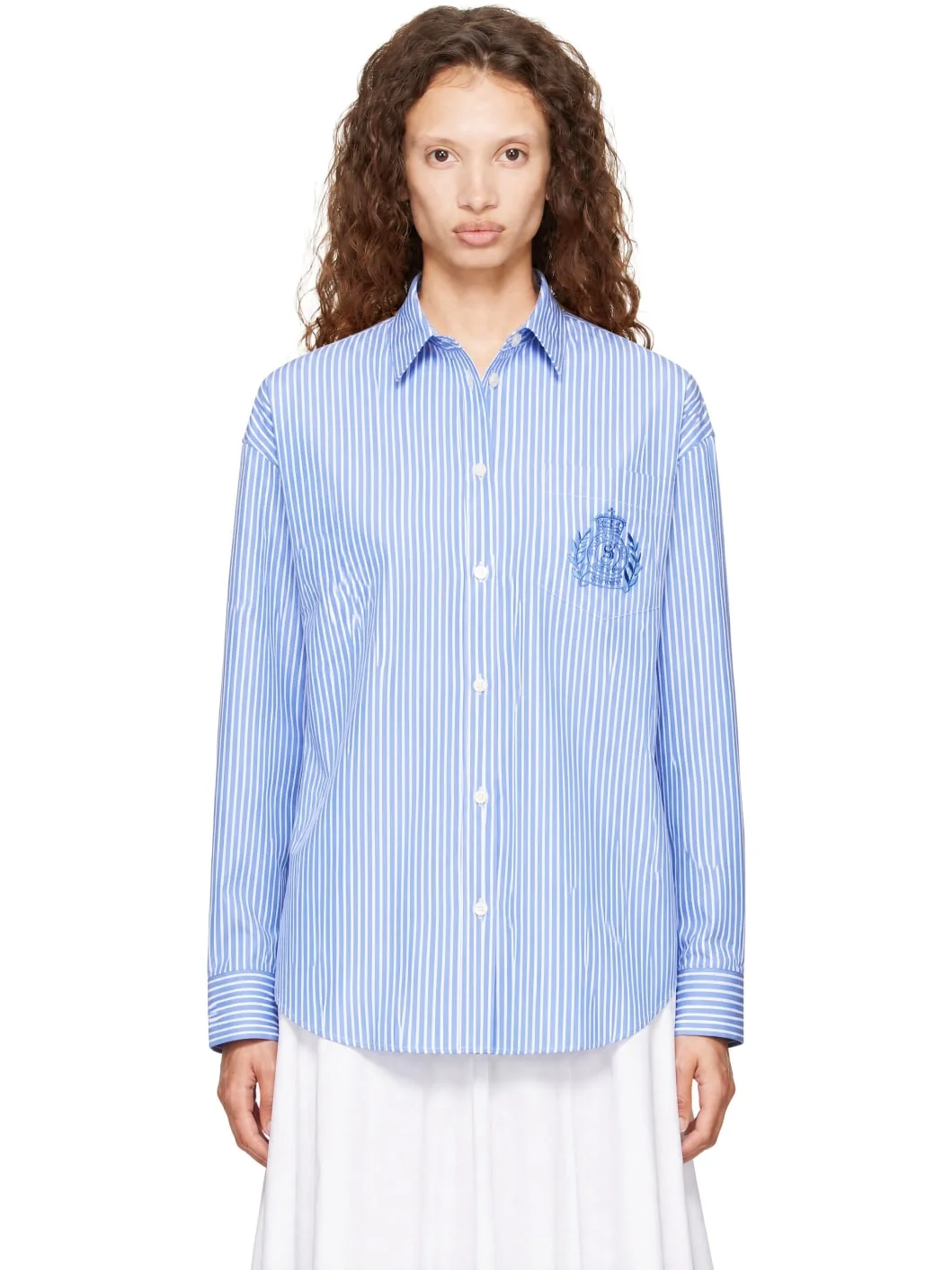 Blue & White NY Crest Oversized Shirt - 1