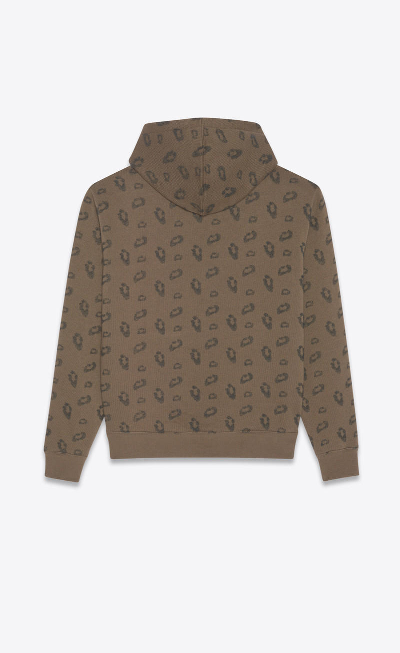 SAINT LAURENT saint laurent rive gauche hoodie in leopard jacquard outlook