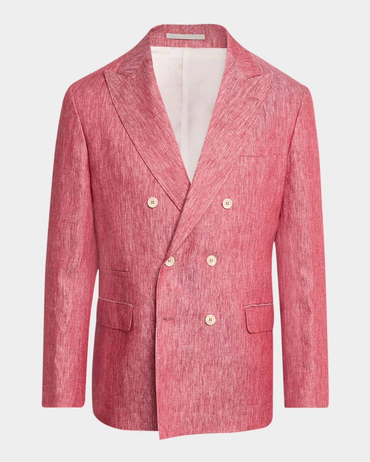 Men's Linen Denim Double-Breasted Deconstructed Blazer - 1