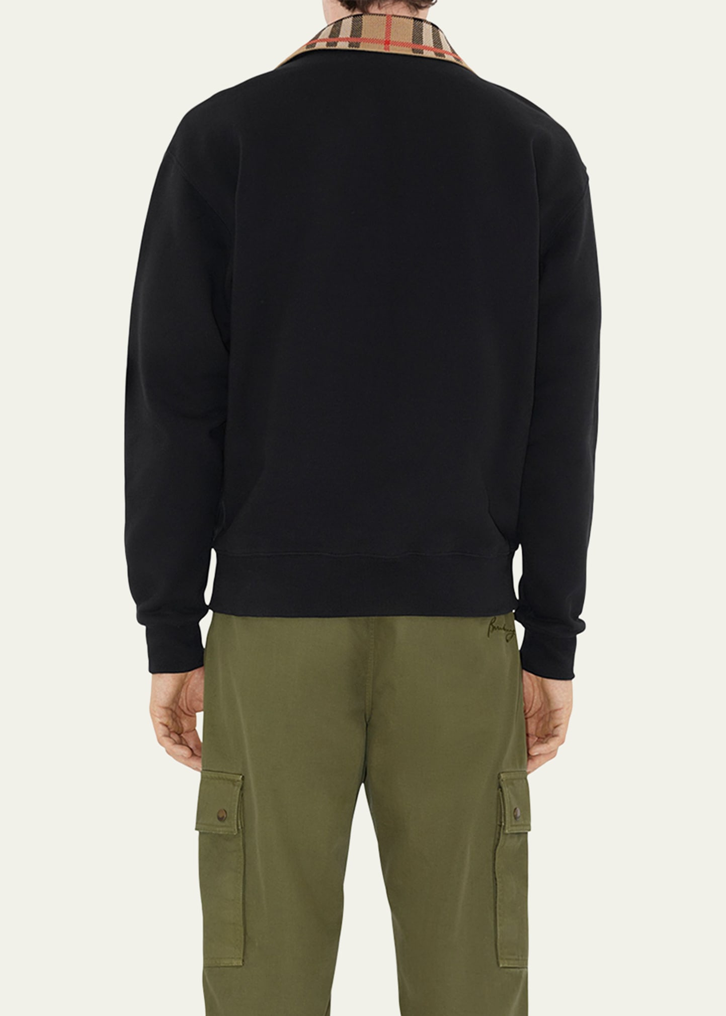 Men's Check-Collar Quarter-Zip Sweater - 3