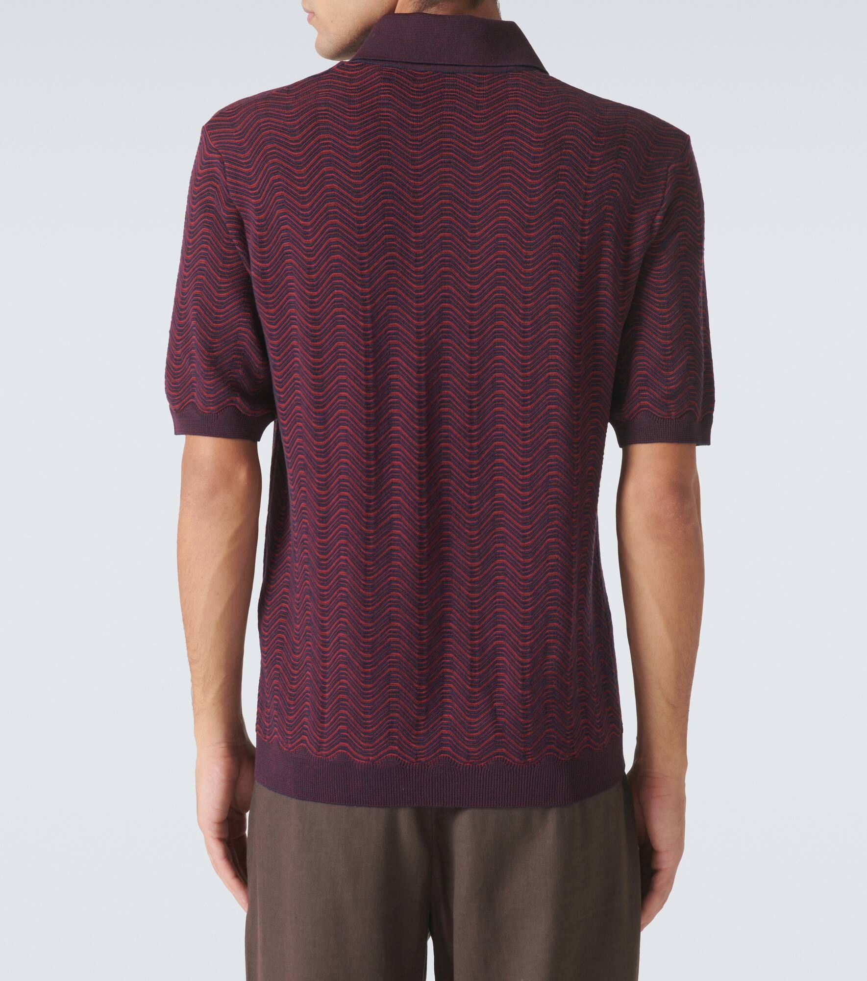 Zigzag wool-blend polo shirt - 4