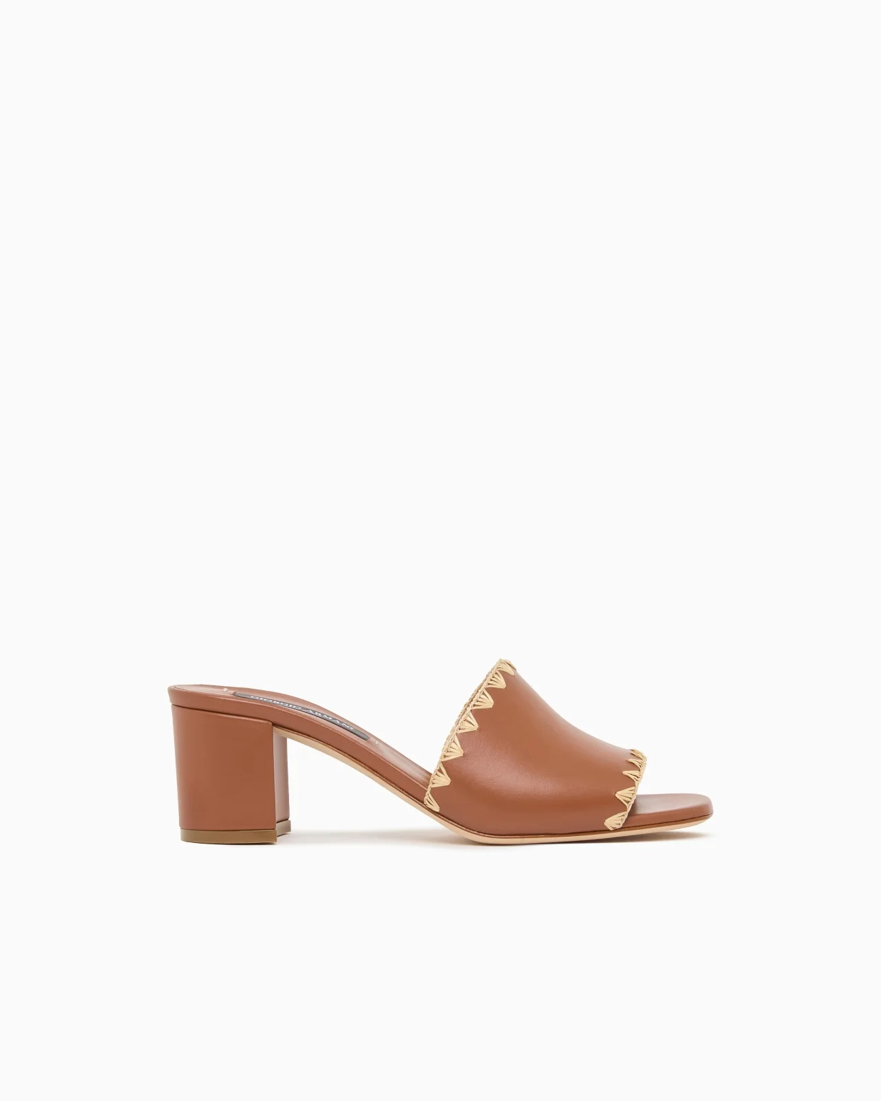 LEATHER HEELED SANDALS WITH RAFFIA DETAIL - 1