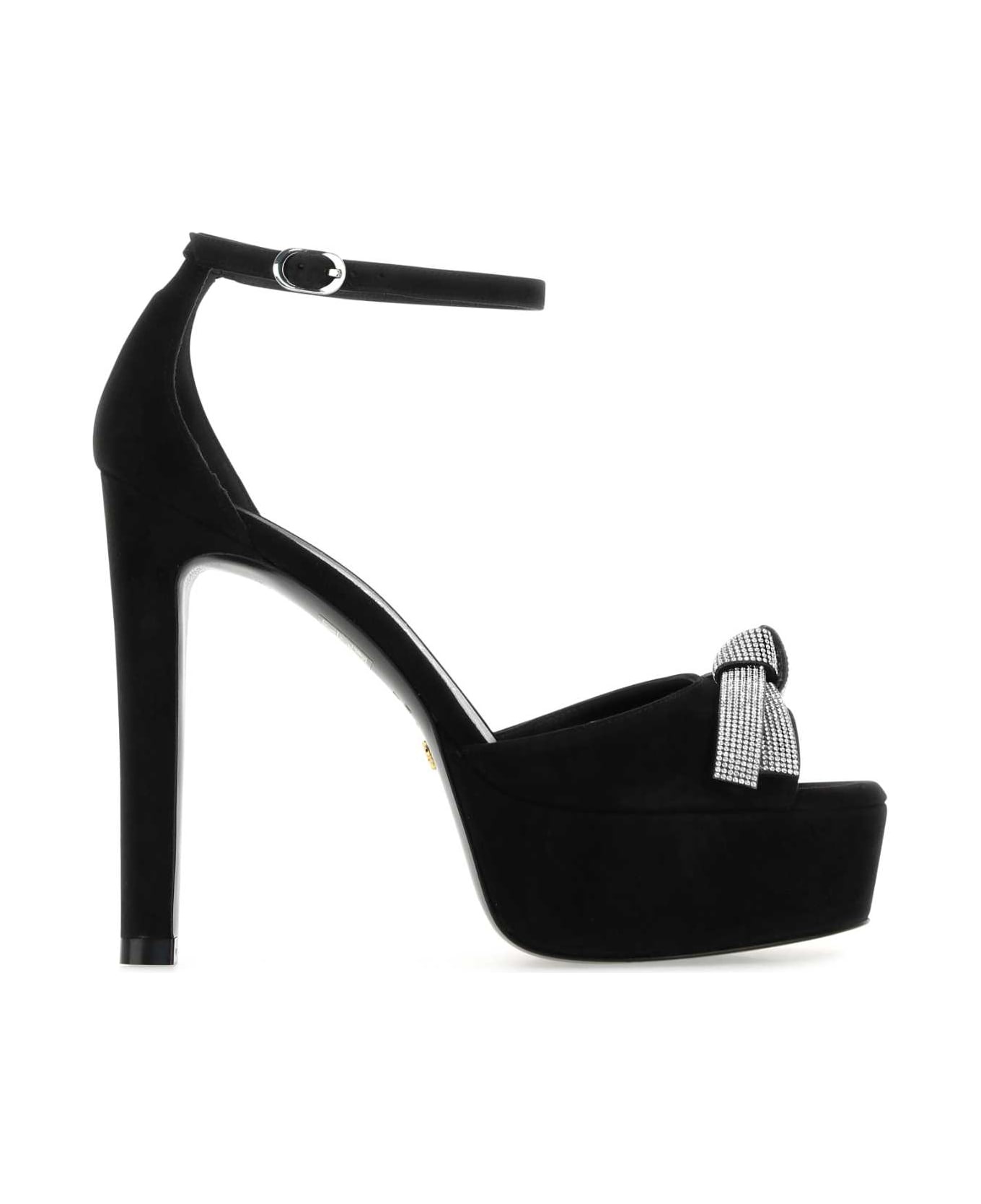 Black Suede Discoplatform Sandals - 1