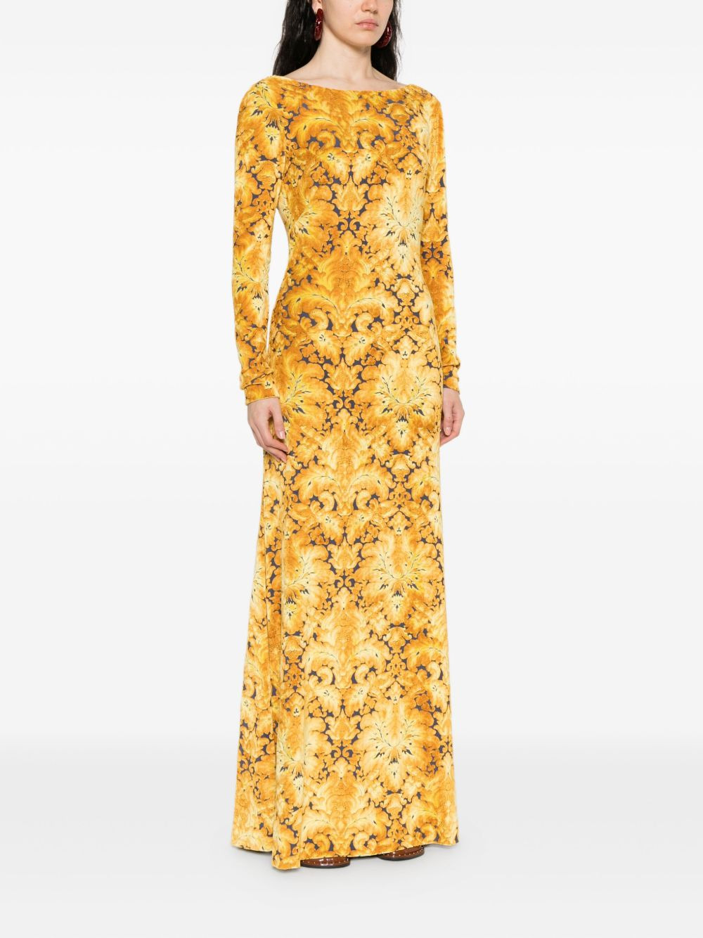 baroque-print maxi dress - 3