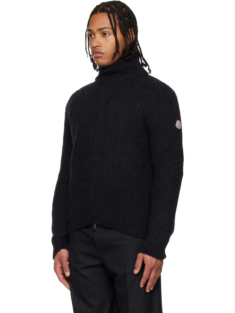 Moncler Black Alpaca & Wool Zip-Up Cardigan outlook