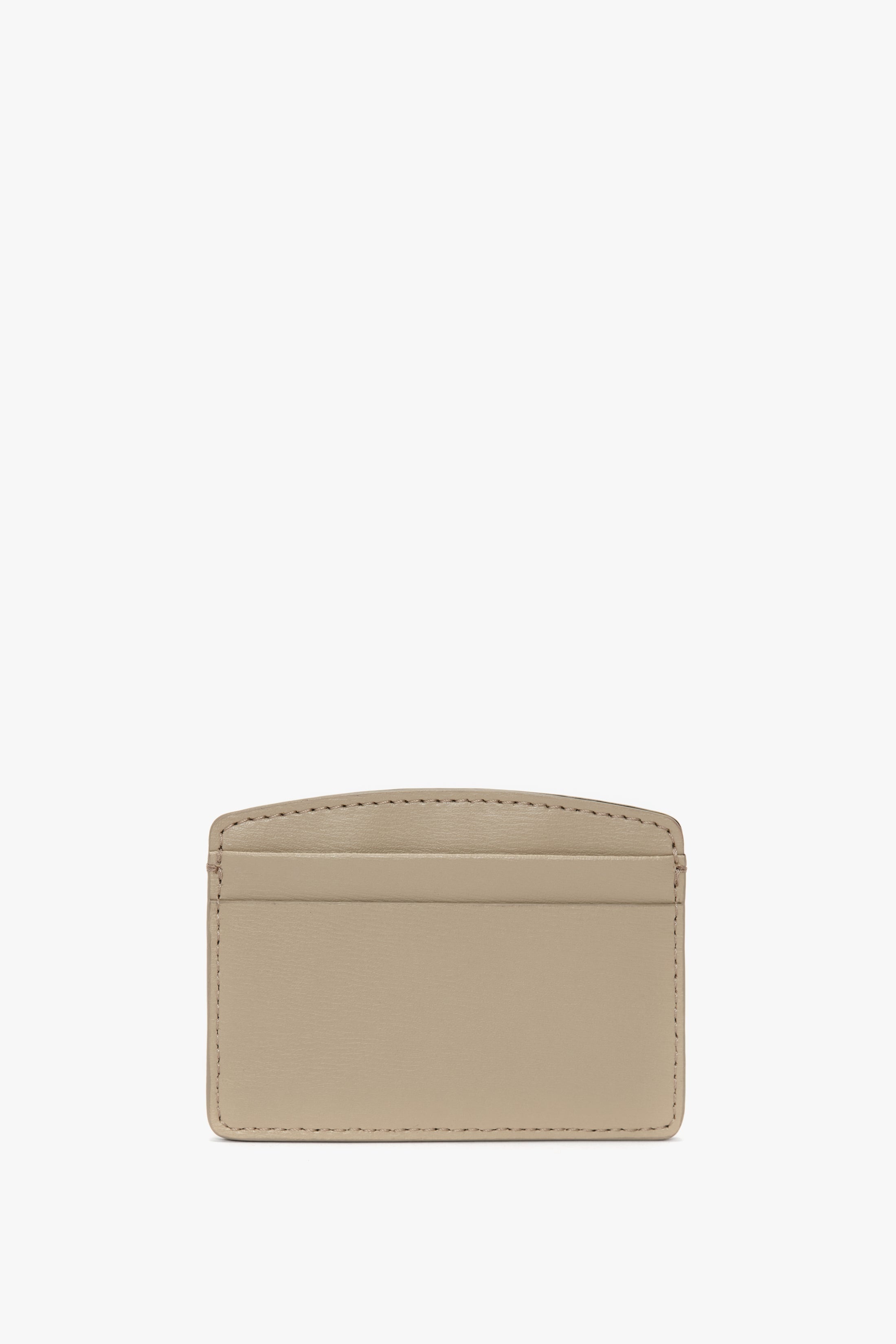 Victoria Card Holder In Taupe Grained Leather - 3