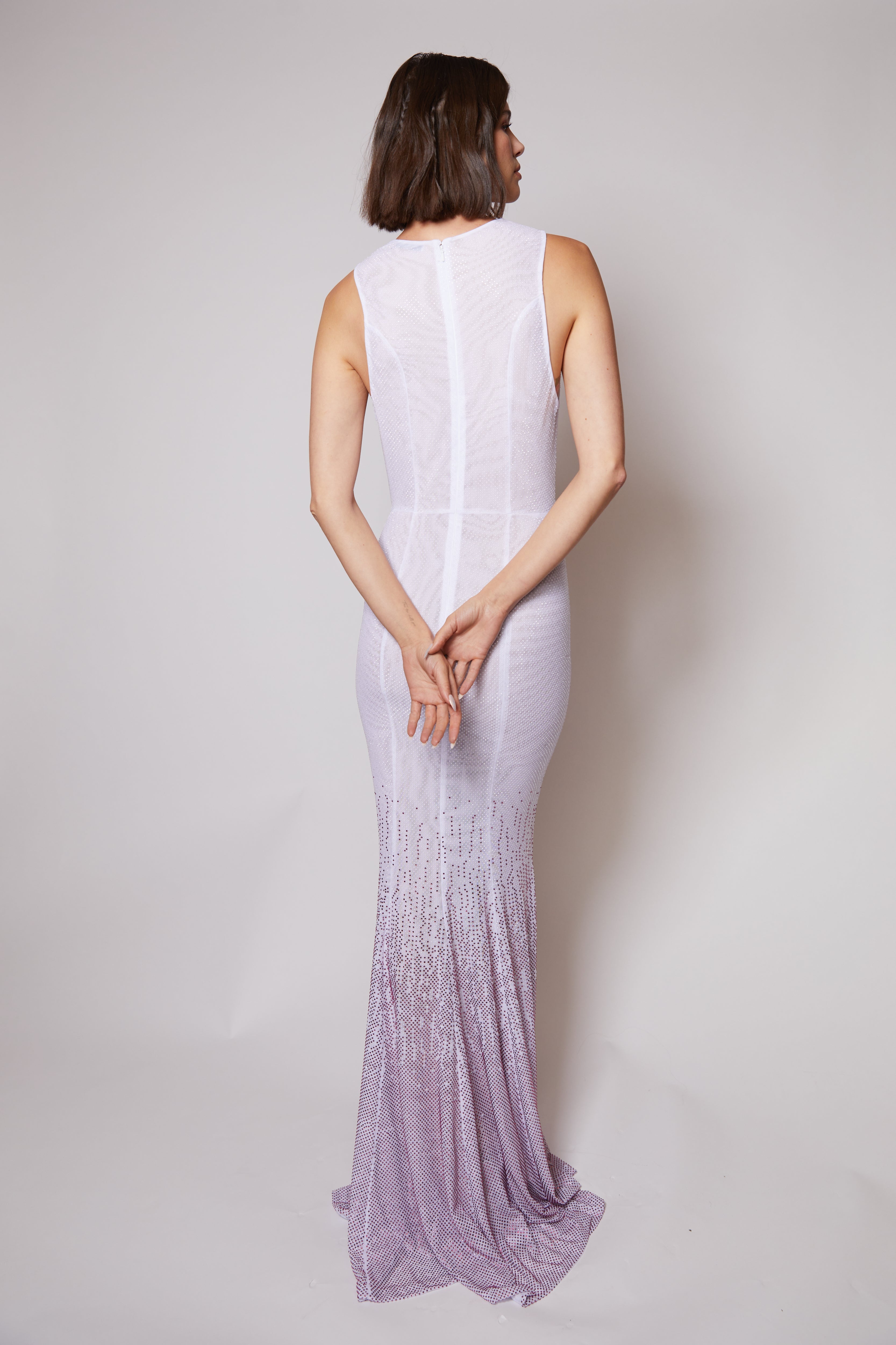 Look Sixteen: Crystal Ombre V Neck Gown - 5