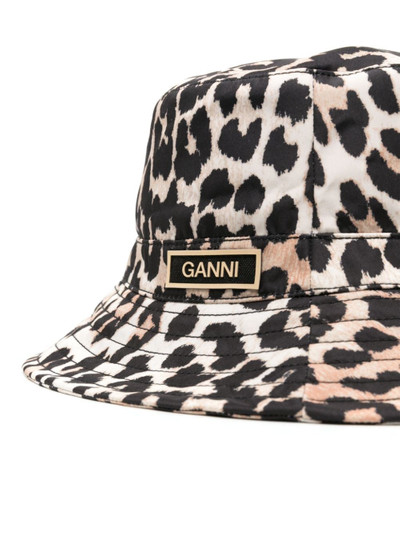 GANNI leopard-print logo-patch bucket hat outlook