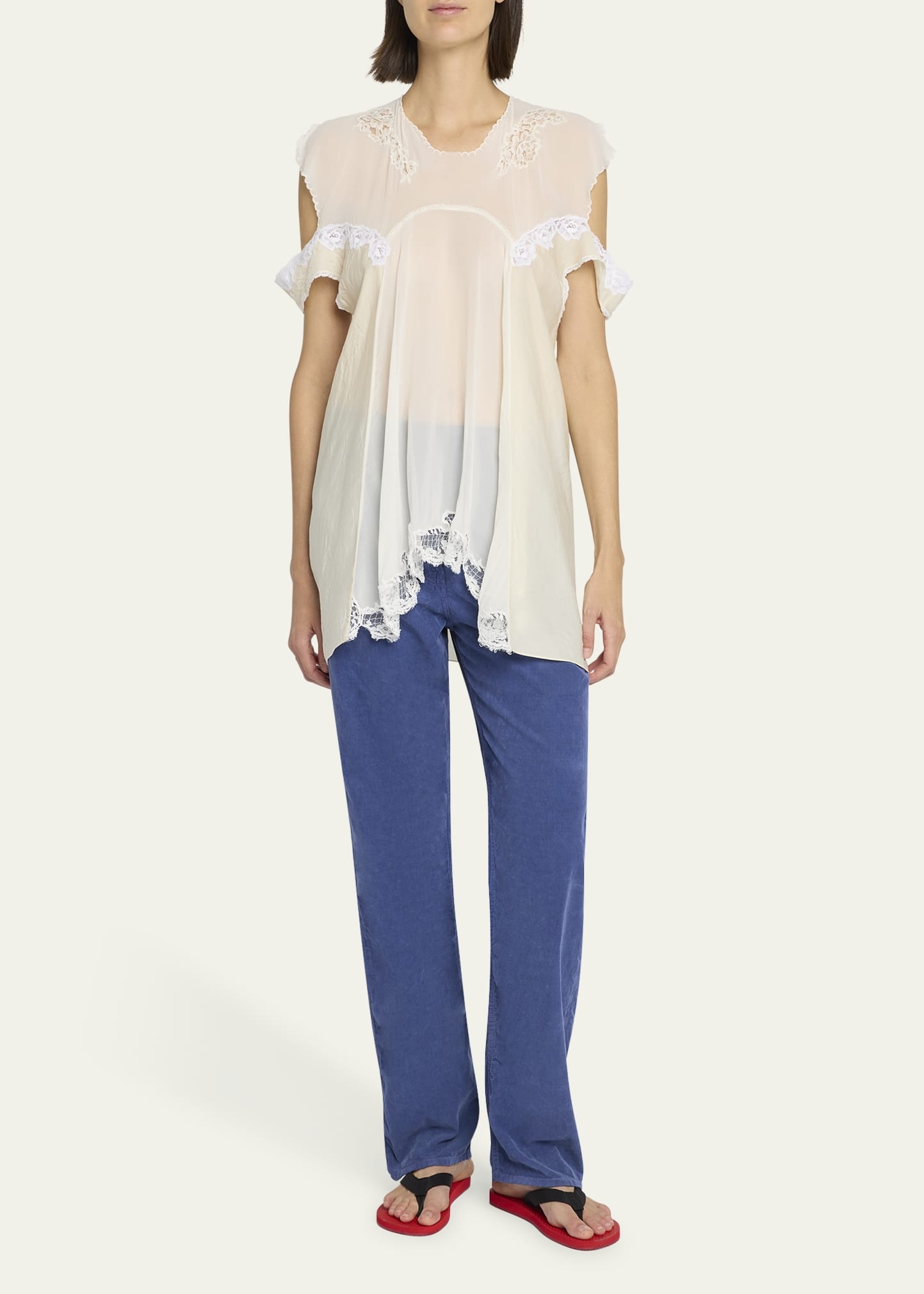 Desy Lace Cold-Shoulder Top - 2