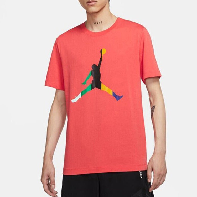 Men's Air Jordan Sport Dna Jumpman Round Neck Short Sleeve Coral Red T-Shirt CU1975-631 - 4