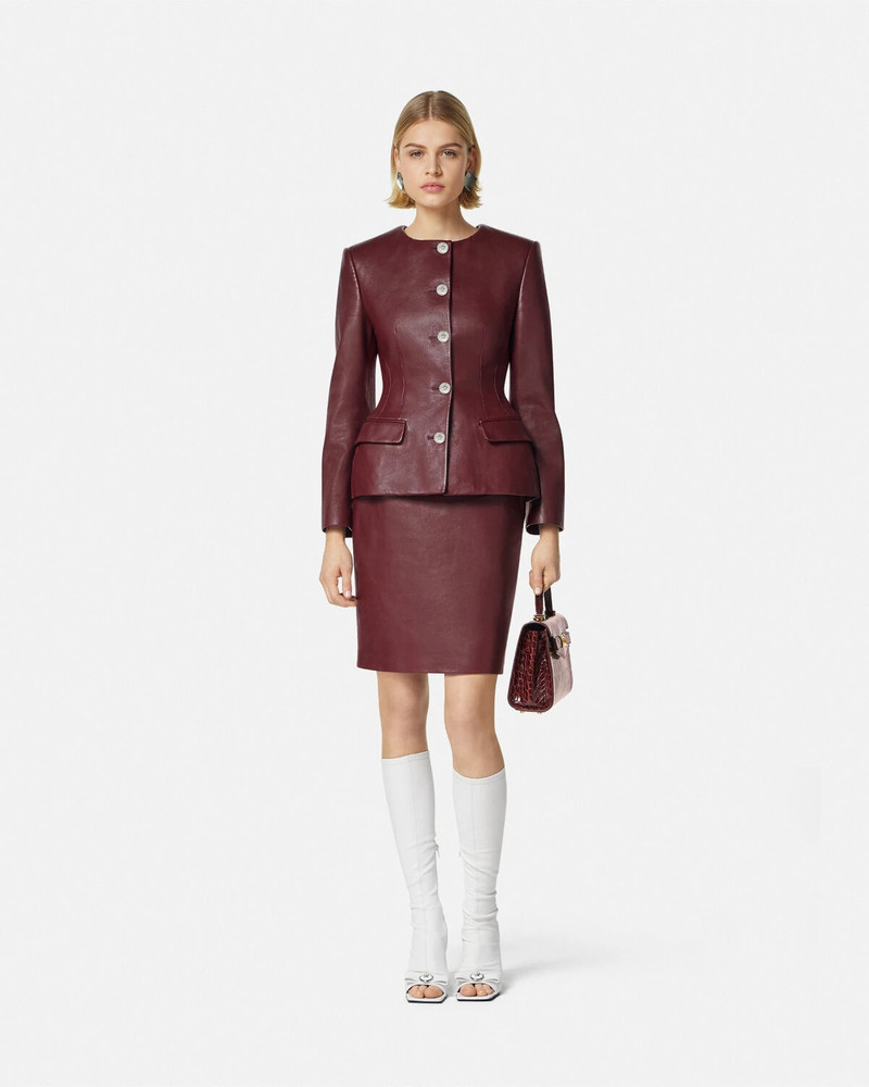 VERSACE Leather Hourglass Jacket outlook