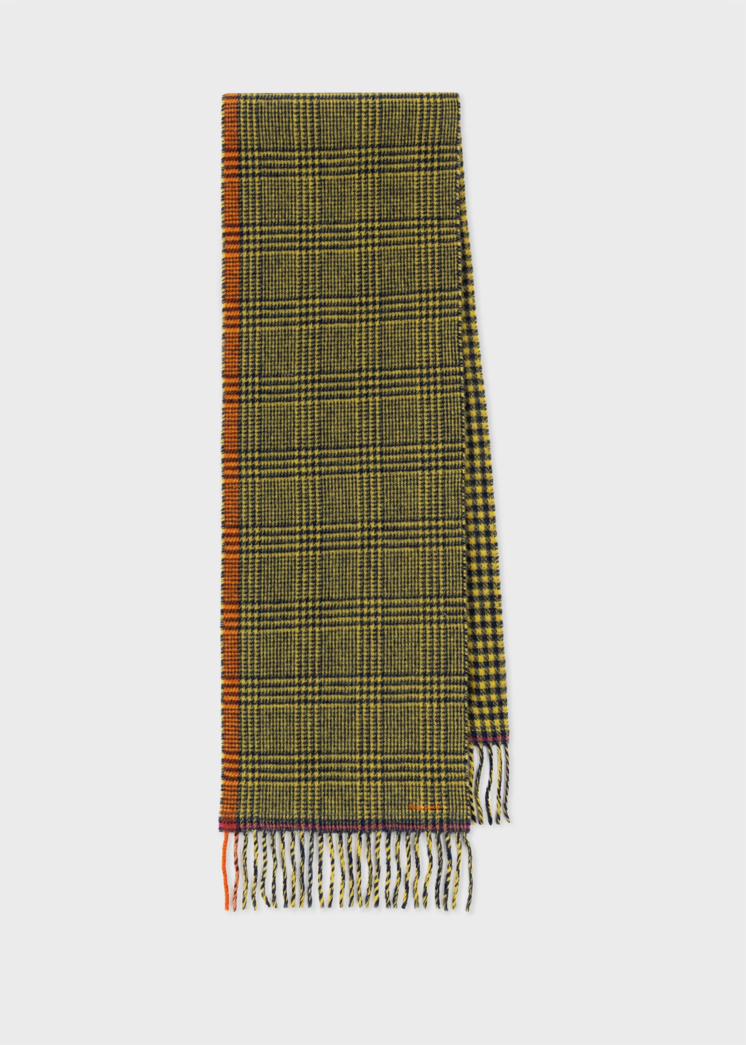 Yellow 'Prince of Wales Check' Wool Scarf - 1