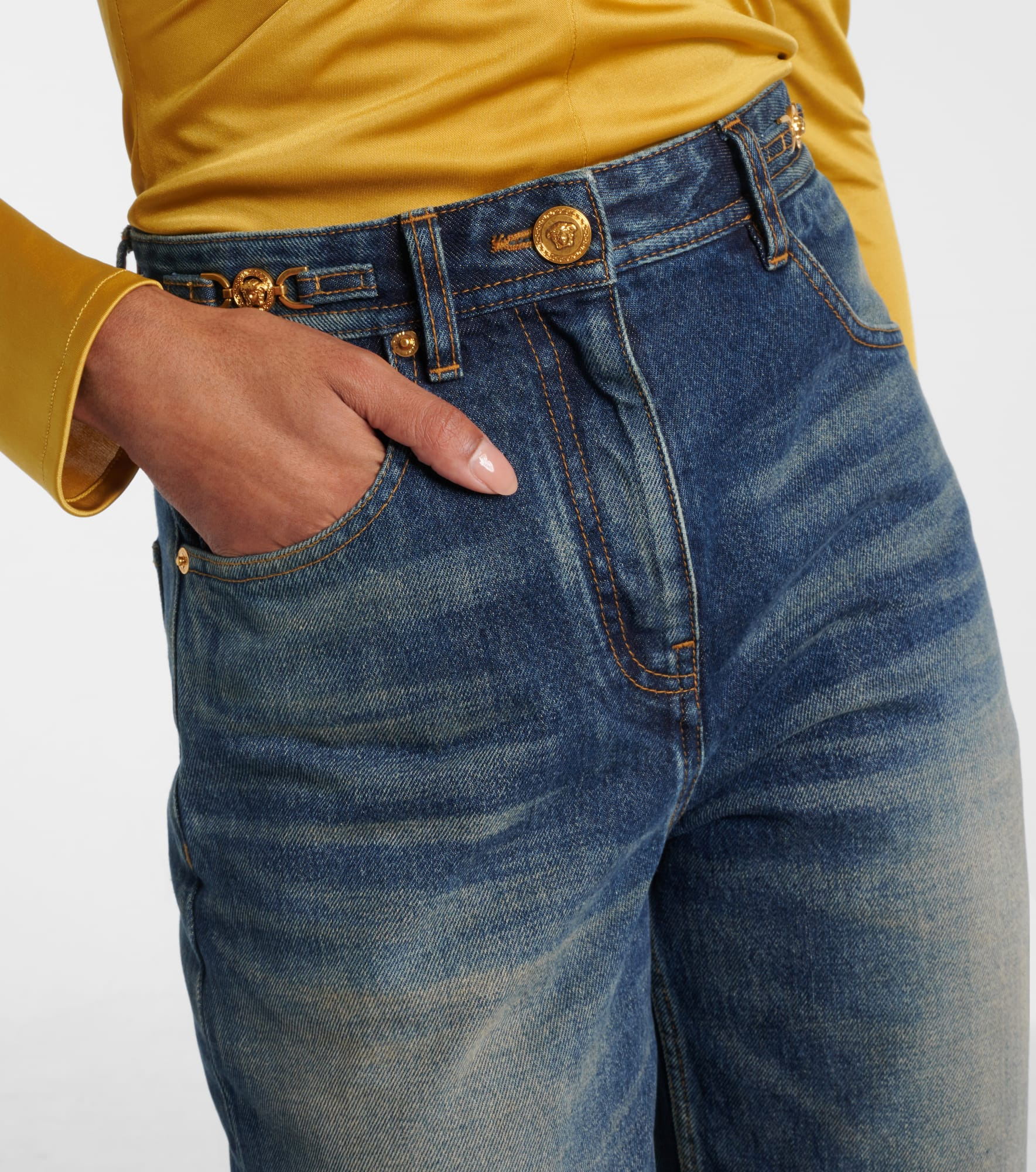 Distressed high-rise wide-leg jeans - 4