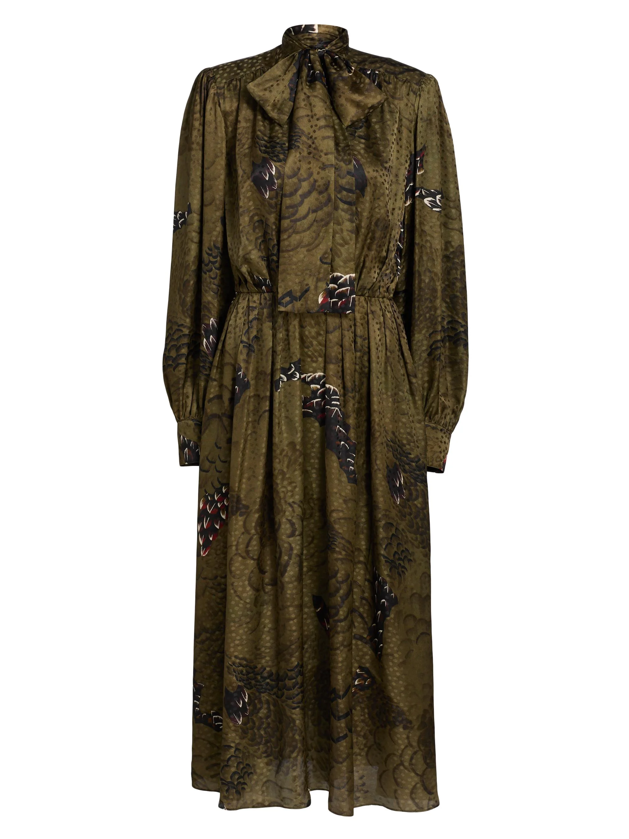 Women's Anora Floral Silk-Blend Tieneck Maxi Dress - Jade Camo - 1