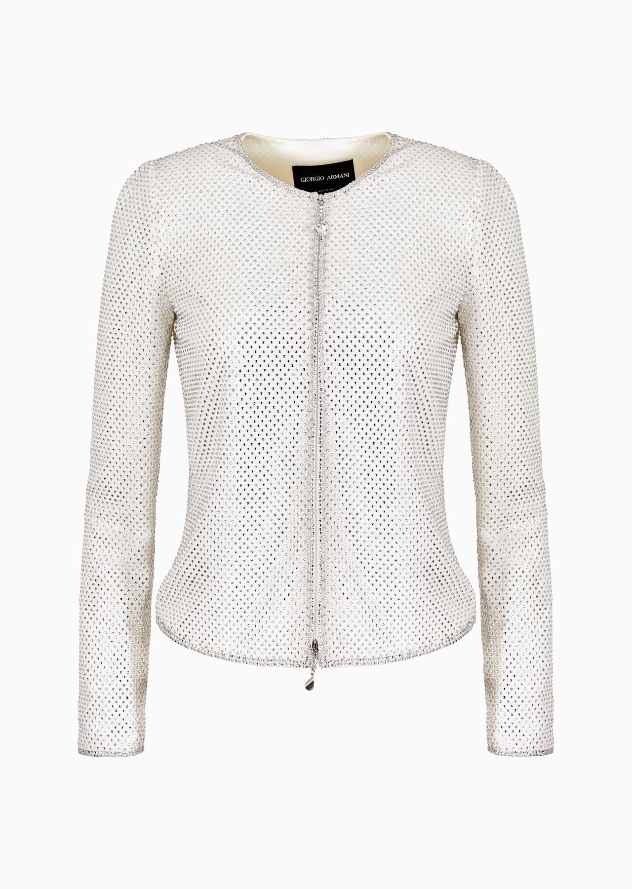 Rhinestone-embroidered zip-up jacket - 1