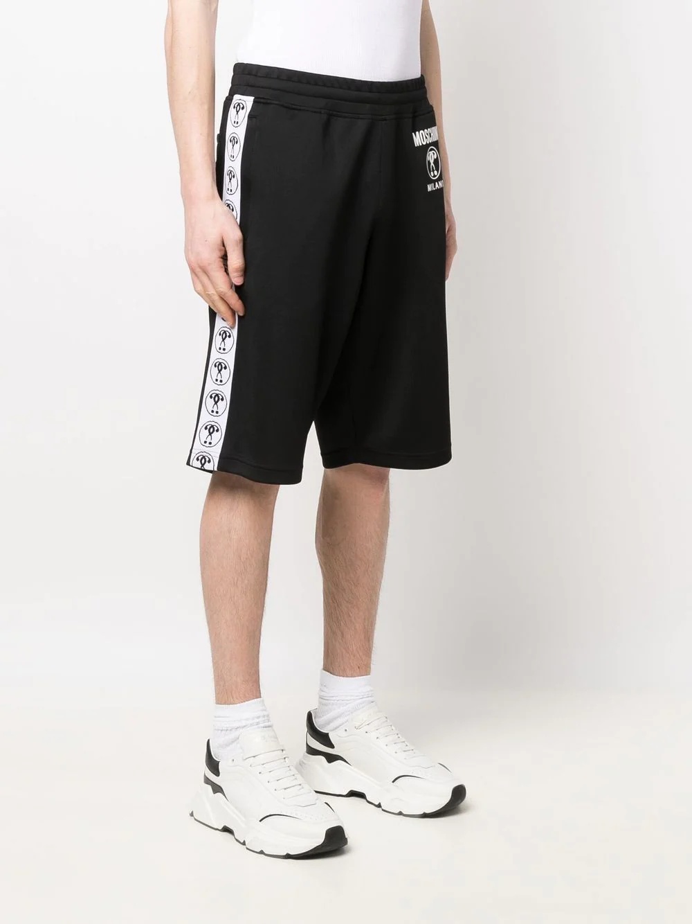 logo-print slip-on track shorts - 3