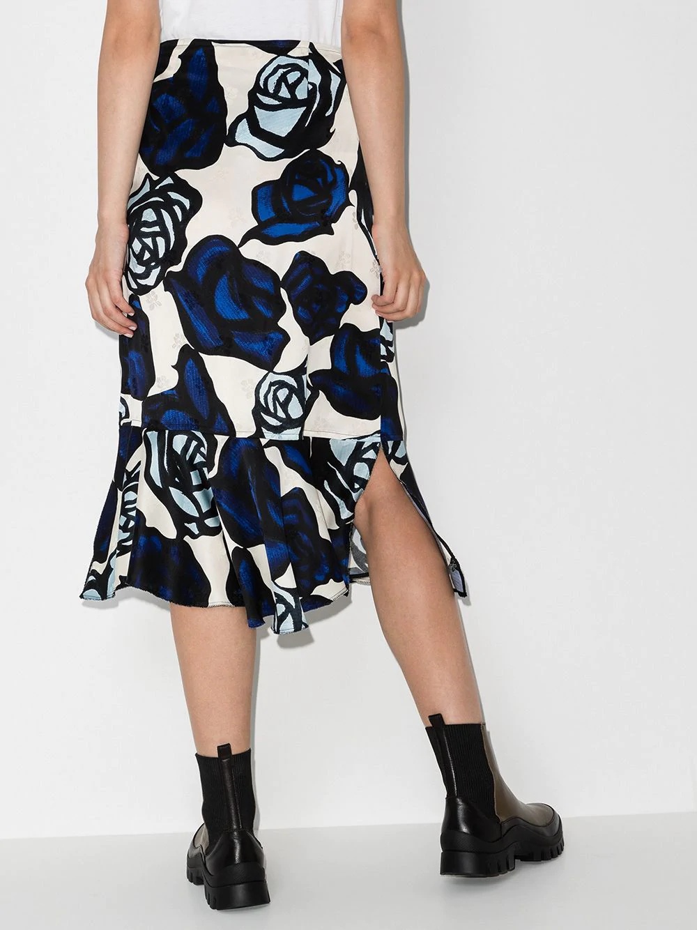 ruffled floral print skirt - 3