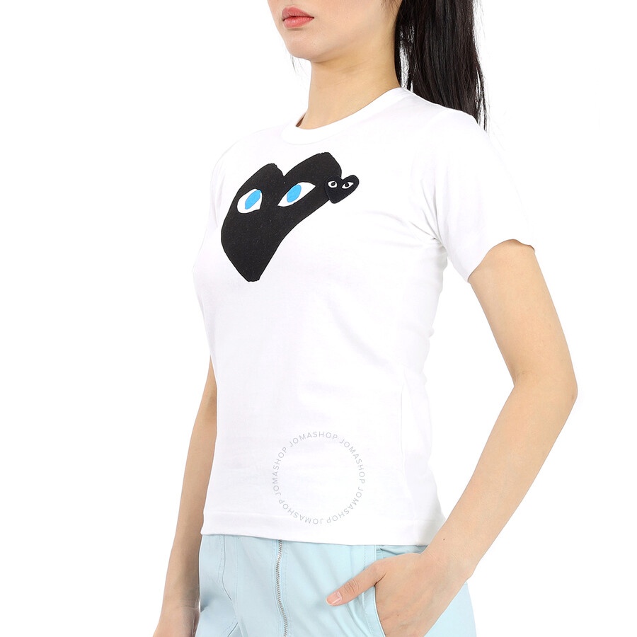 Comme Des Garcons Ladies Short-sleeve Hearts Print Cotton T-shirt - 2