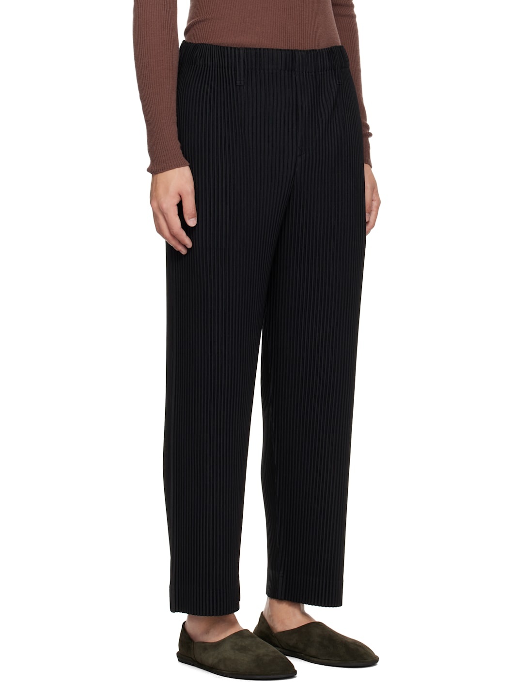 Black Tailored Pleats 2 Trousers - 2