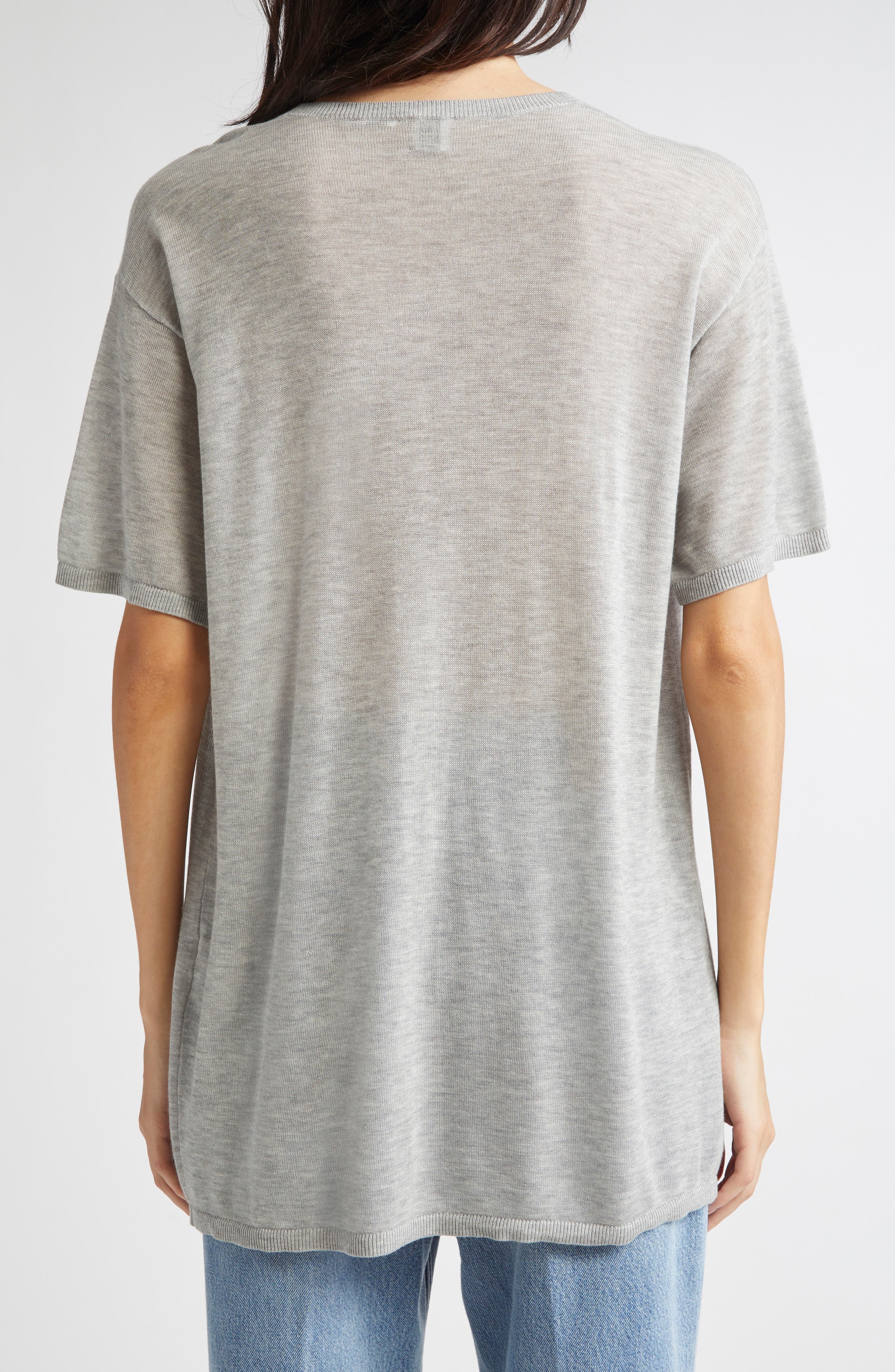 TOTEME Knit T-Shirt in Grey Melange at Nordstrom - 2
