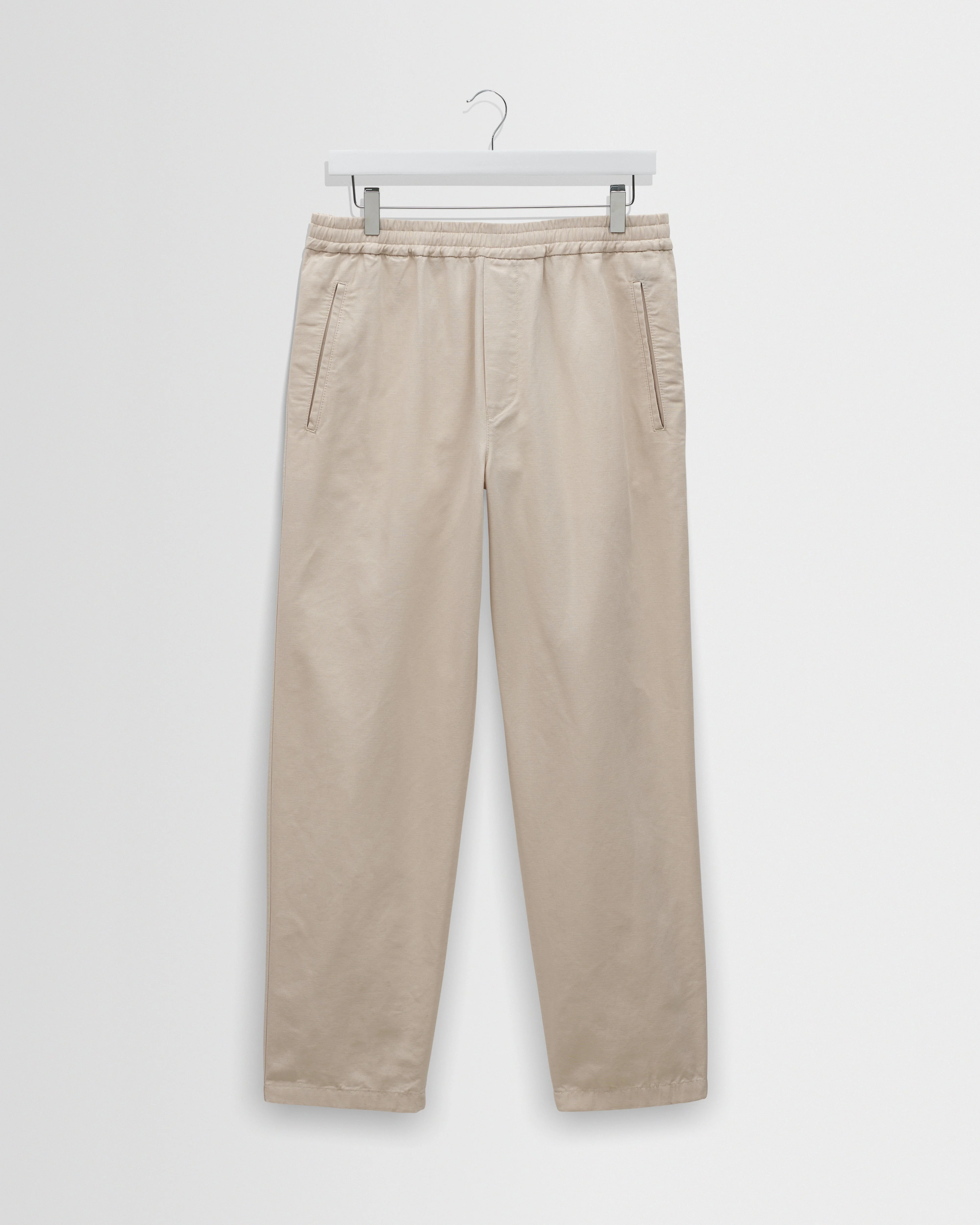 Tyne - Stone Cotton Tencel Loose Fit Trousers - 1