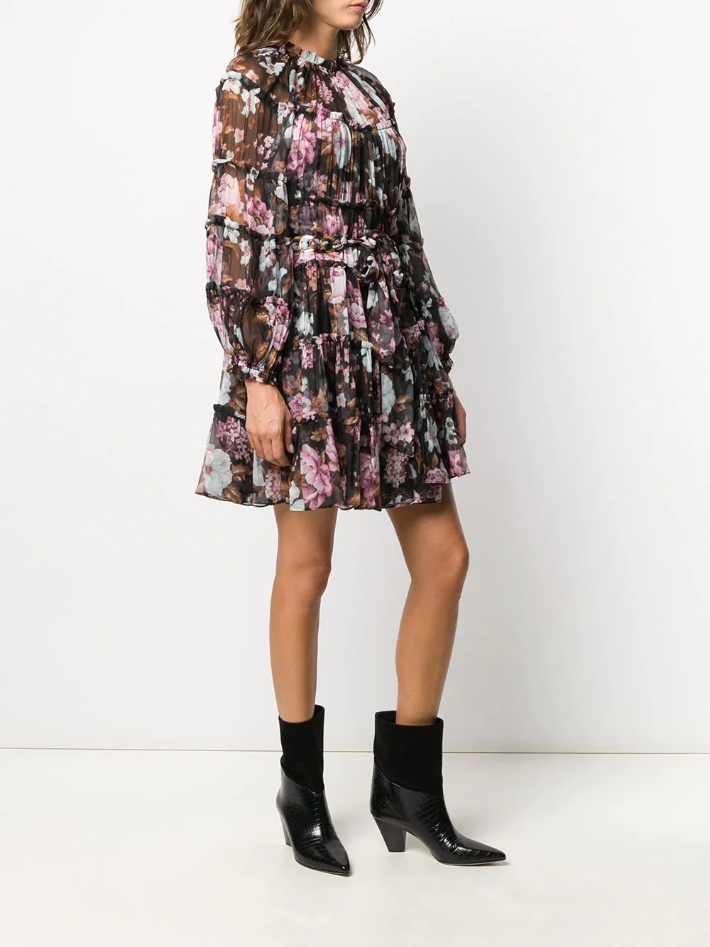 Charm floral-print mini dress - 3