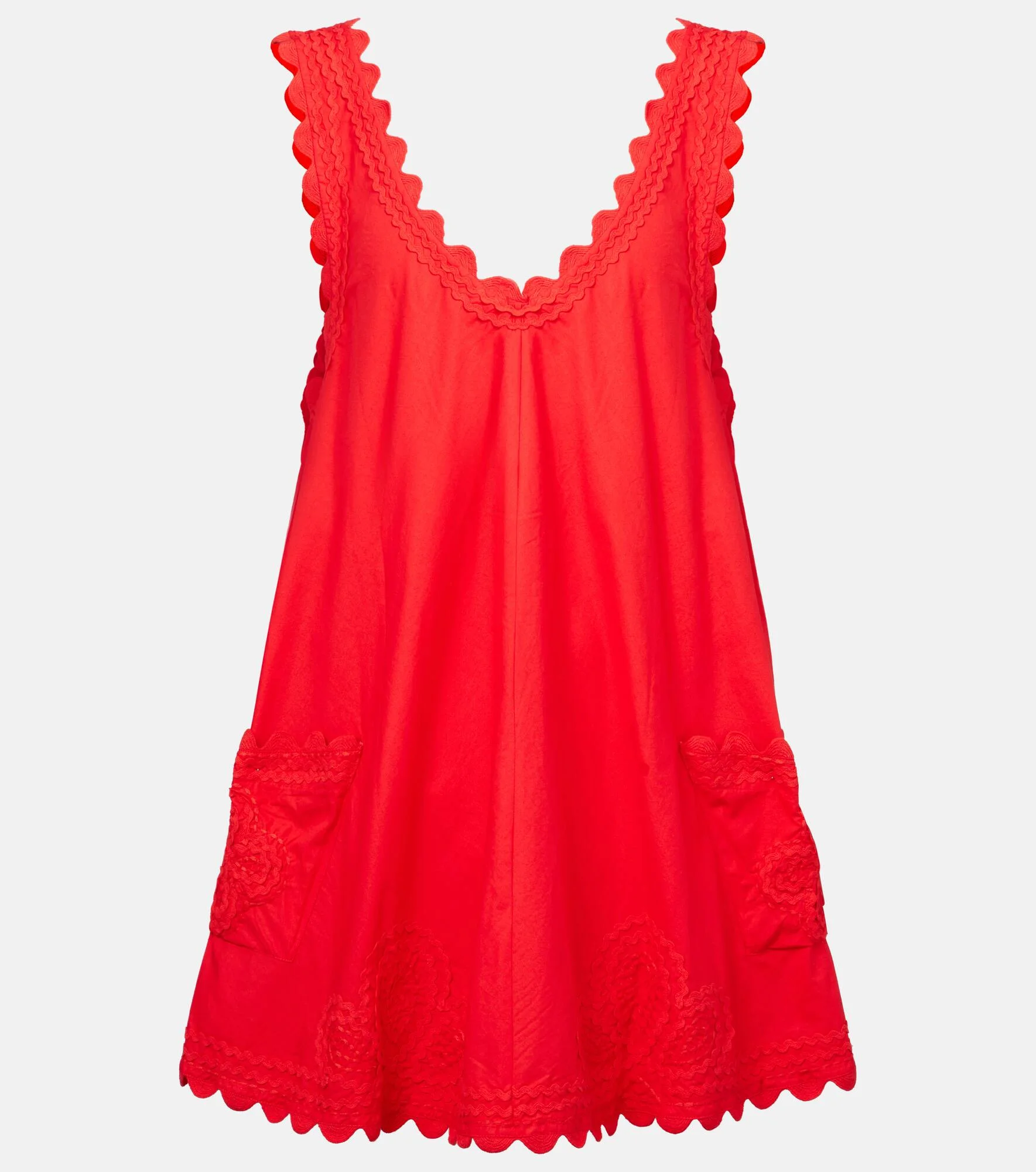 Embroidered cotton poplin minidress - 1