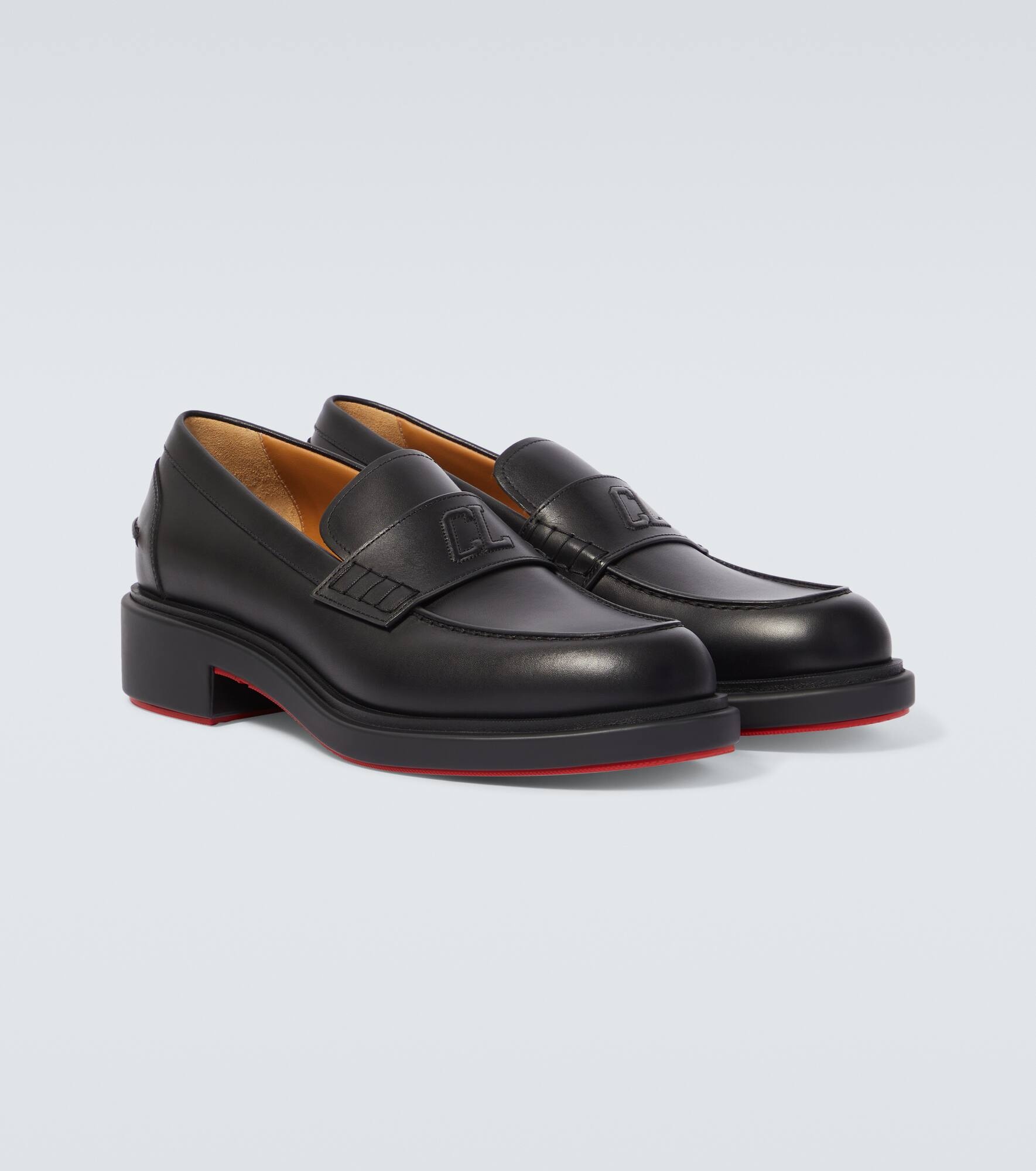 Monogram leather loafers - 5