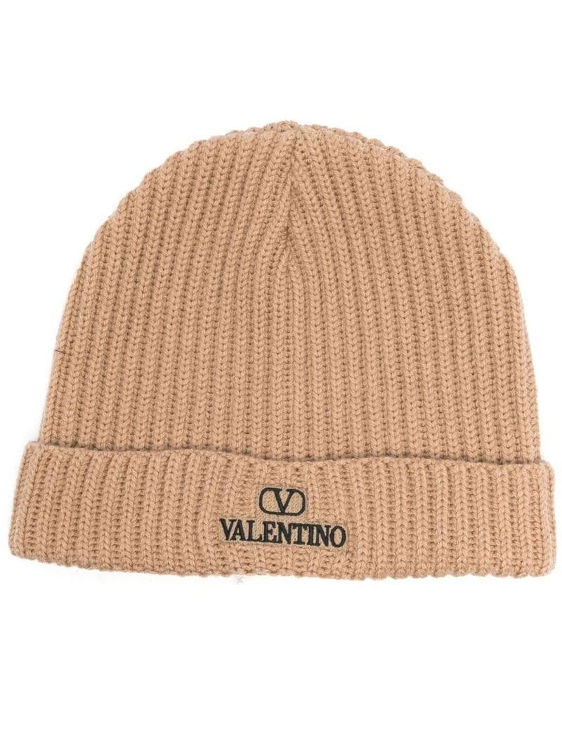 embroidered VLogo ribbed beanie - 1