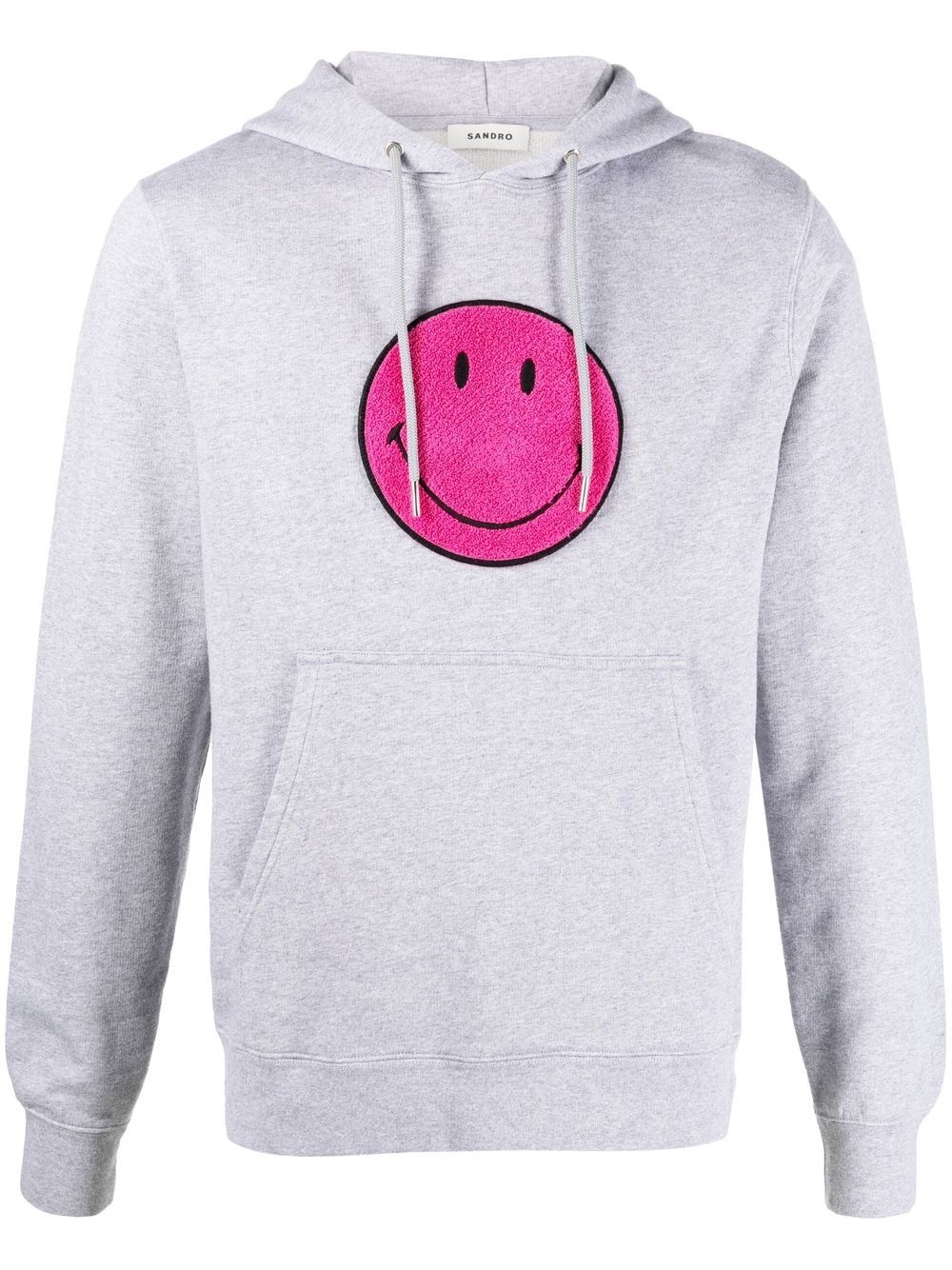 Smiley patch pullover hoodie - 1