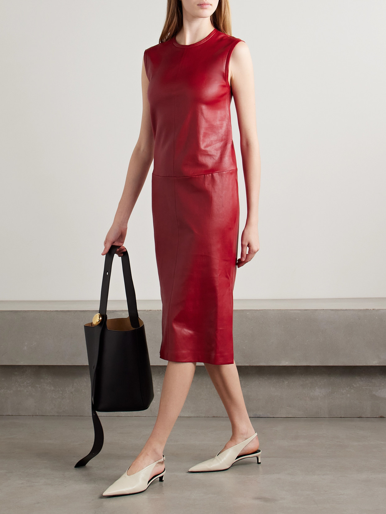 Caro Paneled Leather Midi Dress - 2