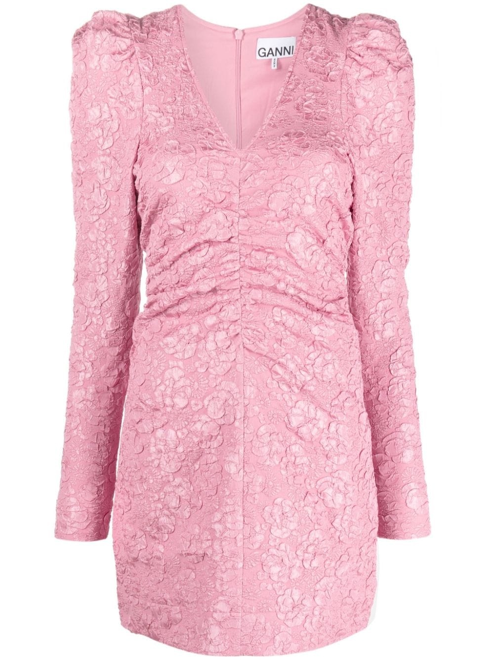 floral-jacquard tonal minidress - 1